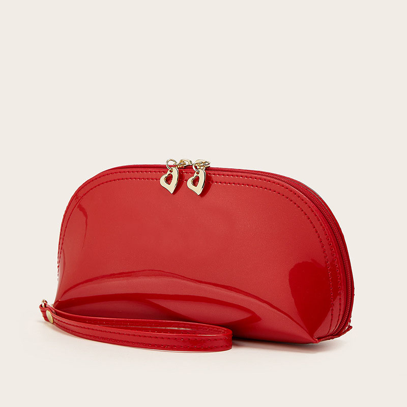 Bolsa de maquiagem de couro patente